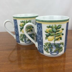 Villeroy & Boch country collection lemon tree pair of porcelain mugs